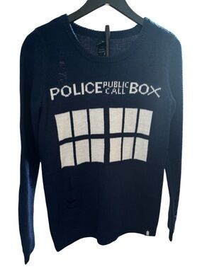 Doctor Who TARDIS Police Box Knit Sweater Hot Topic Exclusive